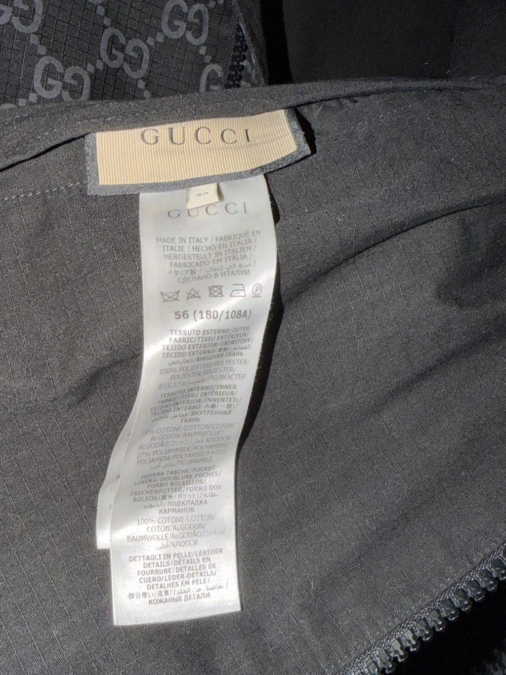 Gucci Black GG Monogram Bomber Jacket